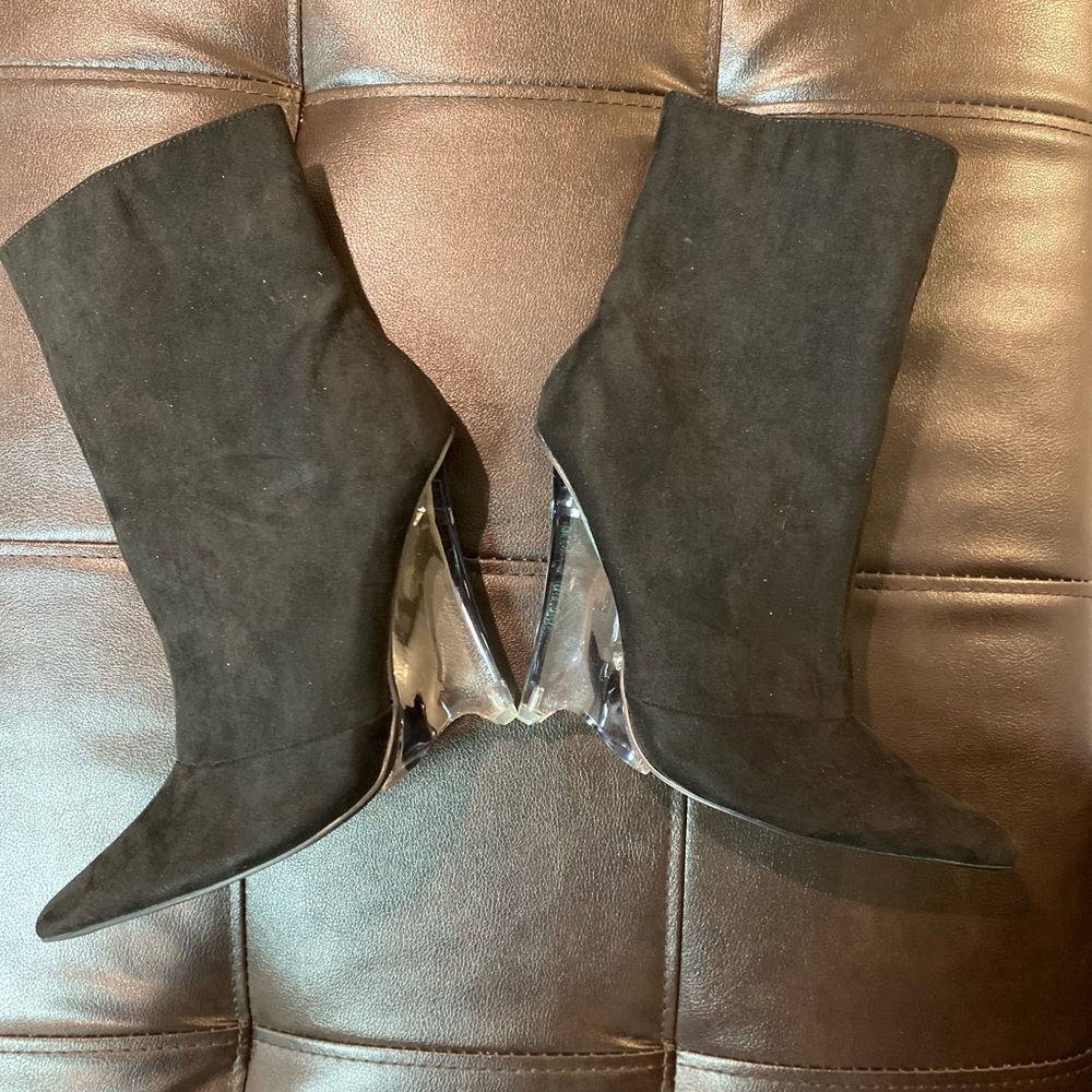 Fashion Nova Glass Heel Ankle Boots